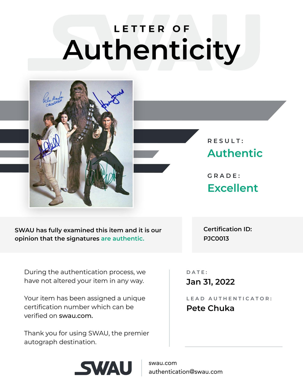 Letter of Authenticity
