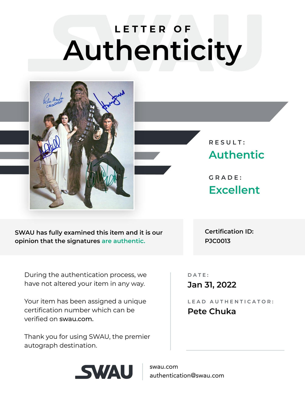 Letter of Authenticity